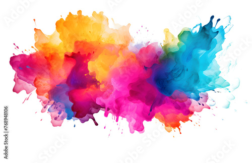Multicolored rainbow ink stains Splashed with watercolor splashes watercolor vector transparent background