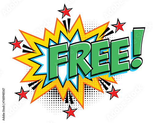 Free - Comic book style word in speech bubble with bomb explosive. Vector on transparent background