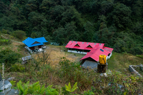 Thangyam Amjilosa Village in Taplejung, Nepal that falls during Kanchenjunga Base Camp Trek