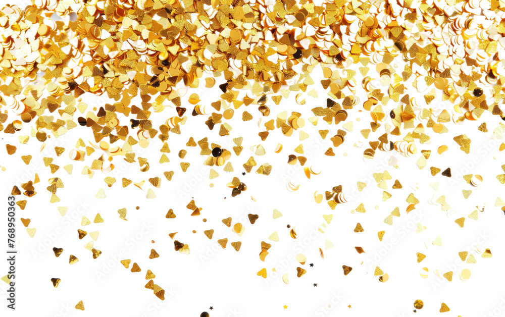 Sparkling Gold Glitter , Shiny gold confetti,PNG Image, isolated on Transparent background.