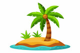 Island and coconuts tree on white background