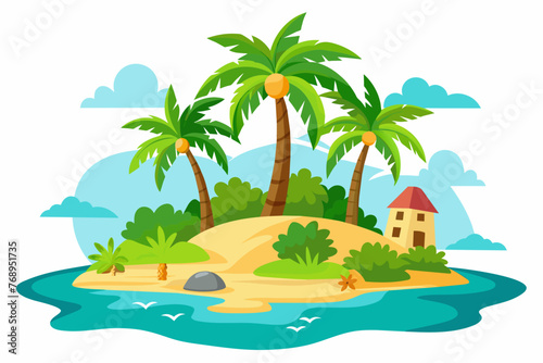  represents tropical island design on white background