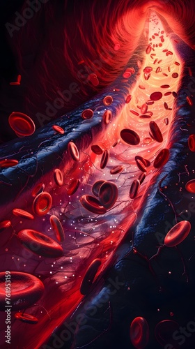Microscopic View of Cardiovascular Blood Circulation and Artery Condition photo