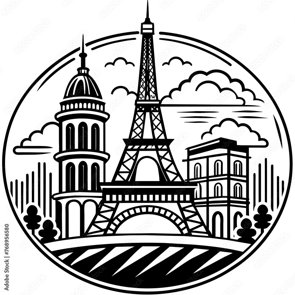 silhouette of the  Paris city