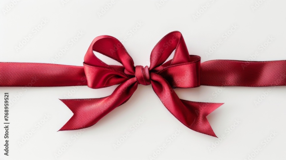 Red gift bow on white background. Gift wrapping ribbon Red gift bow on white background. Gift wrapping ribbon