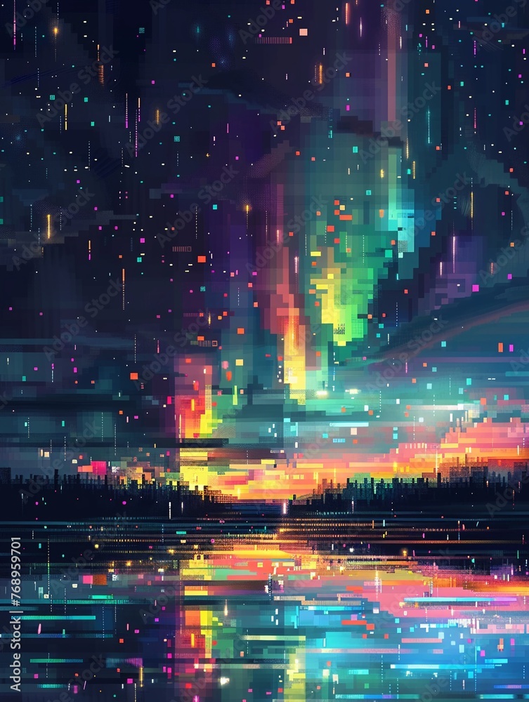 Pixelated Aurora A digital aurora borealis, where the natural lights ...