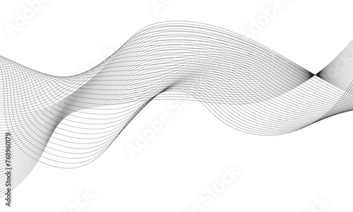 Wavy business curve lines on transparent background. Abstract ocean wave line background. Wave swirl, frequency sound wave, twisted curve lines with blend effect. Vector illustration.