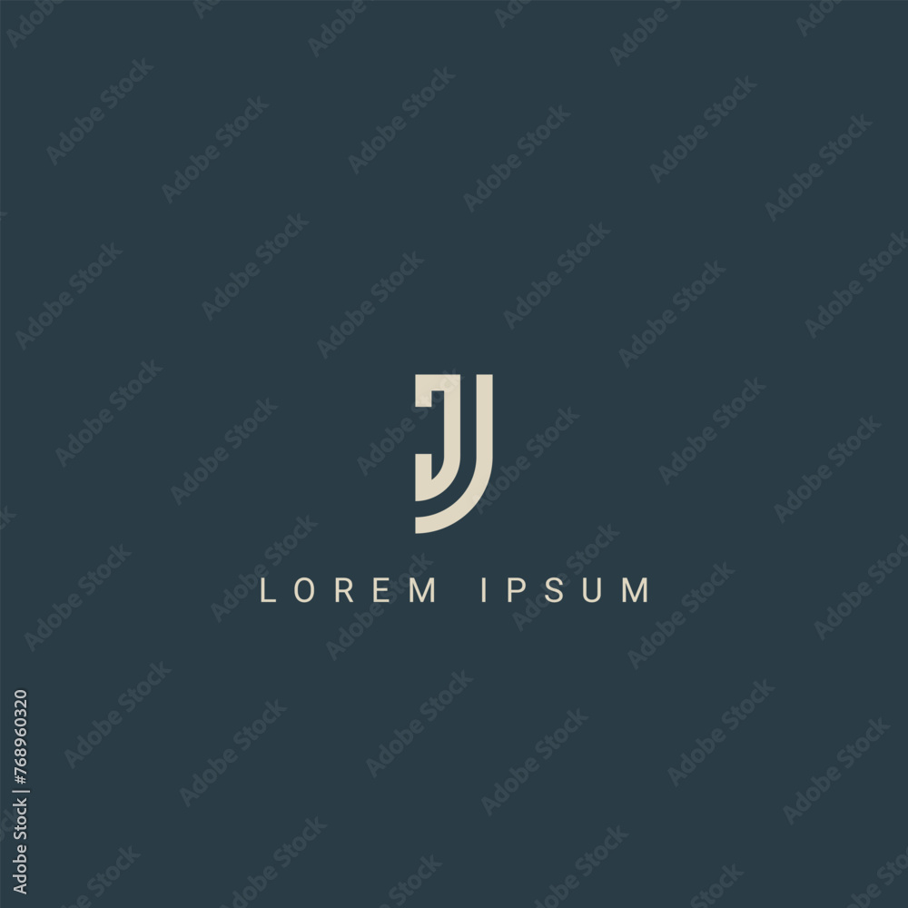 Minimal creative initial based JJ logo and JJ logo. Letter JJ J creative elegant monogram white color on black background Minimal creative initial based JJ logo and JJ logo. Letter JJ J creative elegant monogram white color on black background