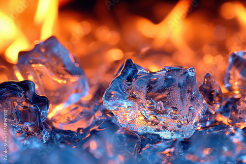 Ice and fire. Bright concept of contrasting opposites photo