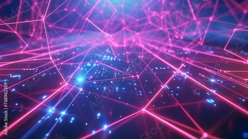 Interconnected 3D Neon Matrix - A Vibrant Visual Symphony in Digital Space