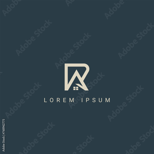 Minimal creative initial based RA logo and AR logo. Letter AR RA creative elegant monogram white color on black background