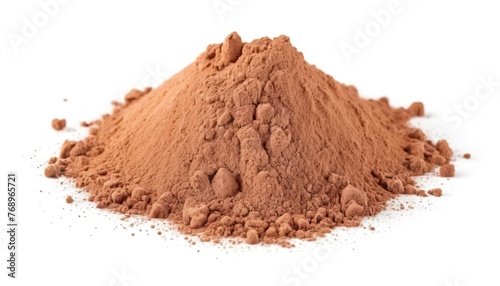 Cocoa powder with sugar isolated on white background