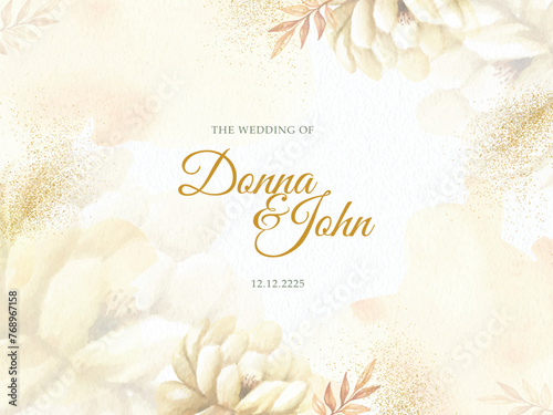 Elegant of white jasmine watercolor on wedding invitation background