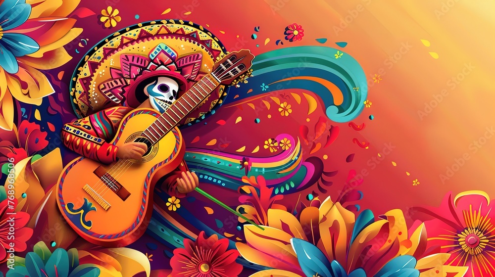 Beautiful Happy cinco de mayo mexican mariachi web banner