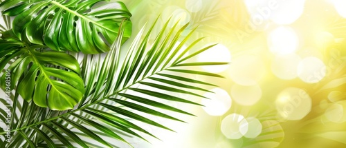   Close-up of palm leaf against white background  with soft bokeh highlighting the light source