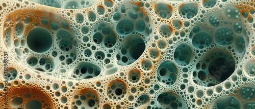  Orange and blue water bubbles seen in detail