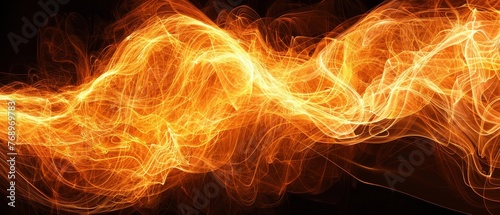  An orange and black background with a wave of light and a black background behind it