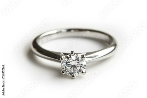 Sparkling Diamond Ring on White Background