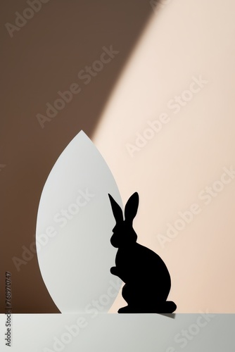 Modern Easter bunny silhouette against two-tone backdrop