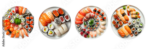 Set of Sushi on a plate on transparent background Remove png