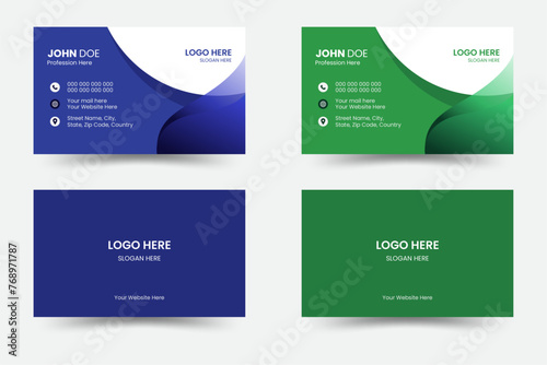 2 sets of Creative and Clean Business Card Templates. Abstract Business Card Layouts. Personal visiting cards with company logo. Vector illustration.	