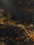 Gold dust particles out of focus on a black backdrop