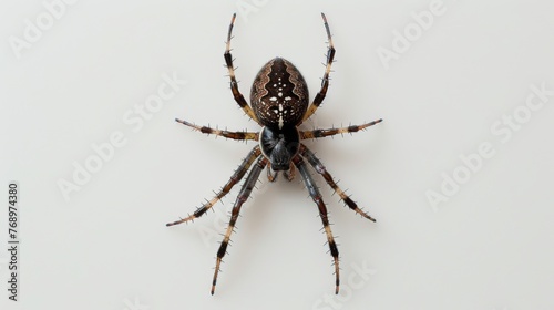 Black widow spider on a white background. Dangerous latrodectus insect.