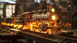 The ageless skill of glassblowing is on full show, as a train-themed masterpiece emerges amid the tremendous heat and light of the studio