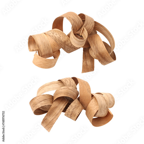Wood shavings sawdust isolated on transparent background	
