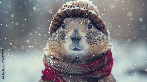 marmot in thes snow photo