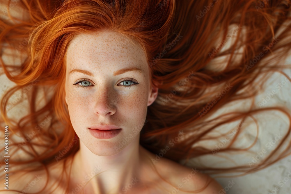 Obraz premium Close Up of Woman With Red Hair