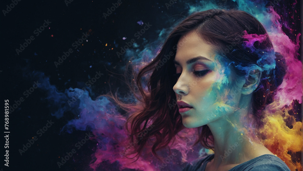 Beautiful fantasy abstract portrait of woman 