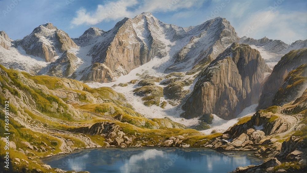 Obraz premium An expansive view of a mountainous landscape