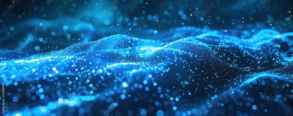 Abstract Blue Particle Waves