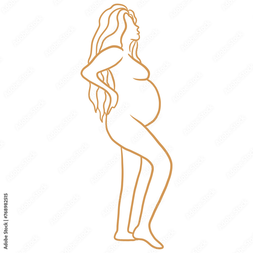 A Pregnant Woman's Body Line Art,  Happy Mother Day Minimalist Abstract Illustration