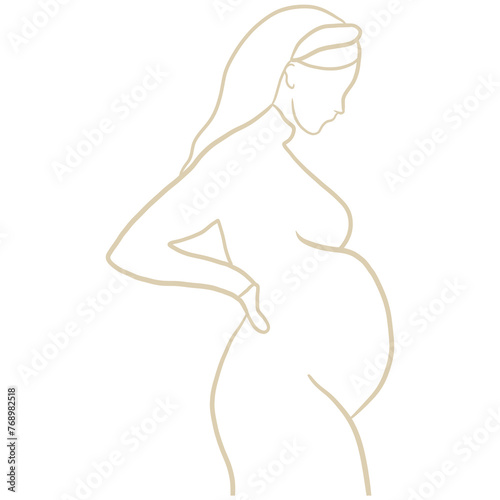 Pregnant Woman Drawing, Happy Mother Day Minimalist Abstract Illustration