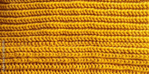 Knitted yellow fabric. Knitted wool, knitted texture. Generative AI