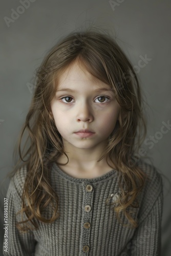 Little Girl Sitting With Arms Crossed