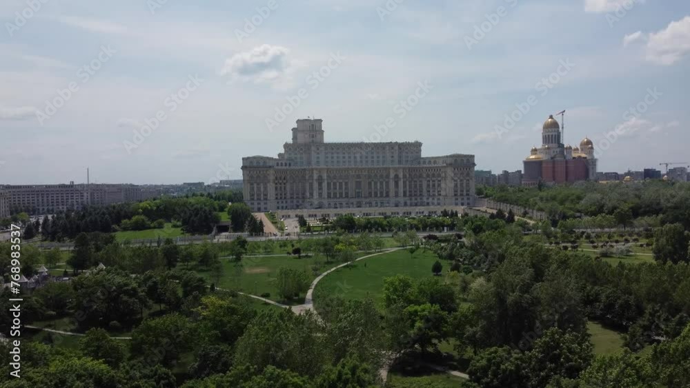 Drone view overt the Parliament Palace in Bucharest Drone view overt the Parliament Palace in Bucharest