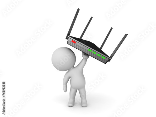 3D Character holding up router