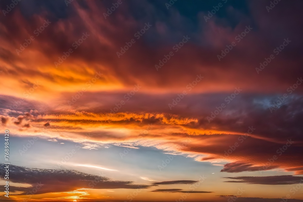 panoramic sunrise or sunset sky with gentle colorful clouds