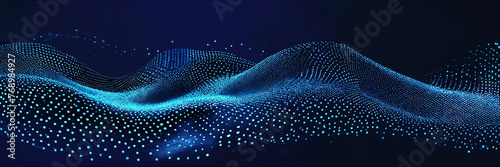 background with stars. Wave of dots and weave lines. Abstract blue backgr