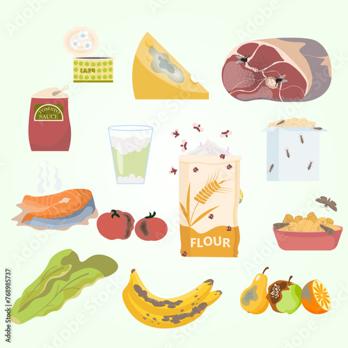 rotten food icon set