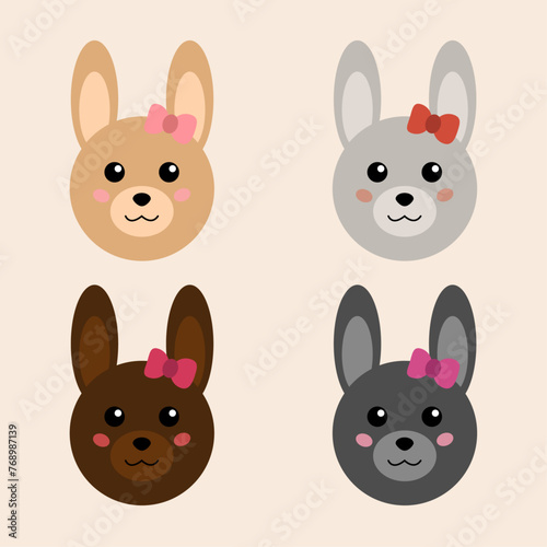 Cute animals, hand-drawn cute Rabbit. Vector illustration. Design for printing.