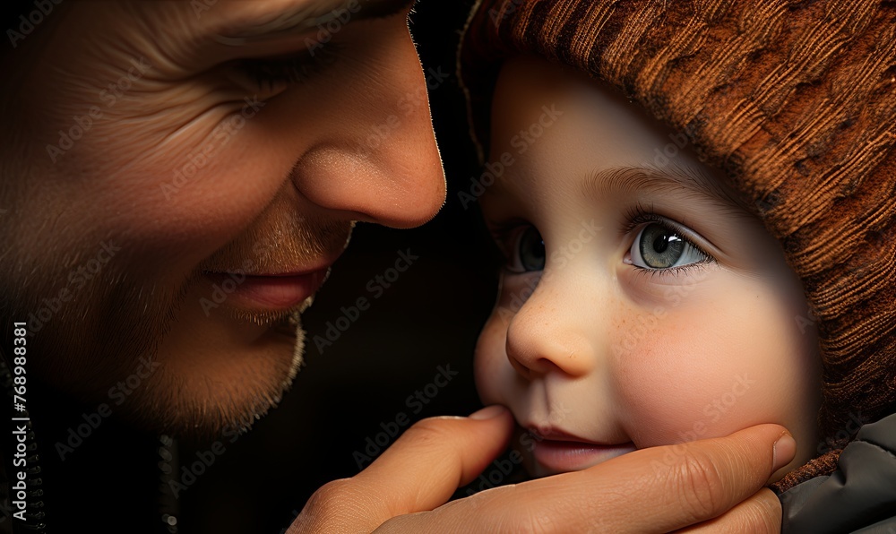 Man and Little Girl Making Eye Contact Man and Little Girl Making Eye Contact