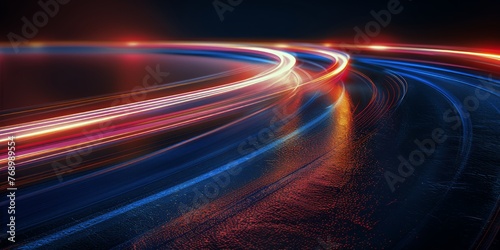 Futuristic speed concept with circular light trails in vivid neon colors