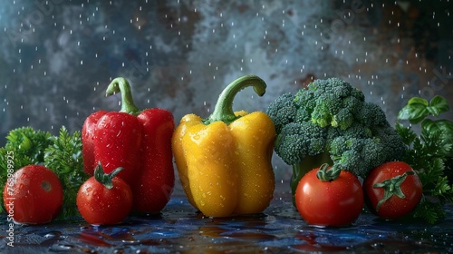 Fresh vegetables on a dark background. Healthy eating and diet.