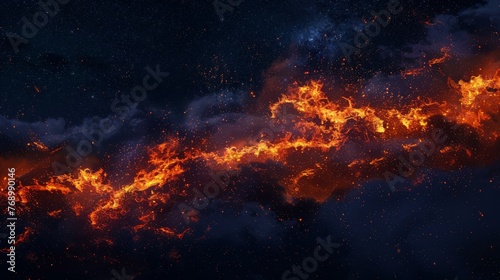 A crackling fire texture, representing the fiery breath of dragons and the burning passion of key characters, set against a night sky created with Generative AI Technology © Sentoriak