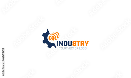 vector logo, industry. with lines shaped like factory