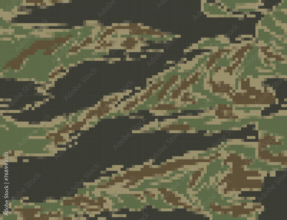 Fototapeta premium Army camouflage digital background, classic texture, repeat pattern on textiles